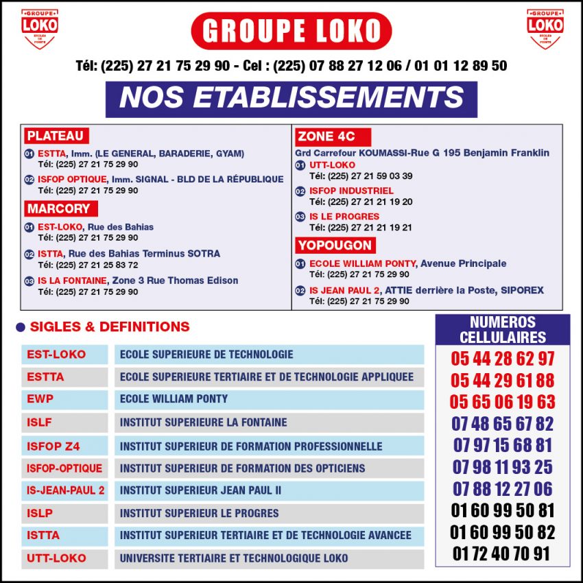Tout savoir sur le Groupe LOKO - Orientation Post Bac CI